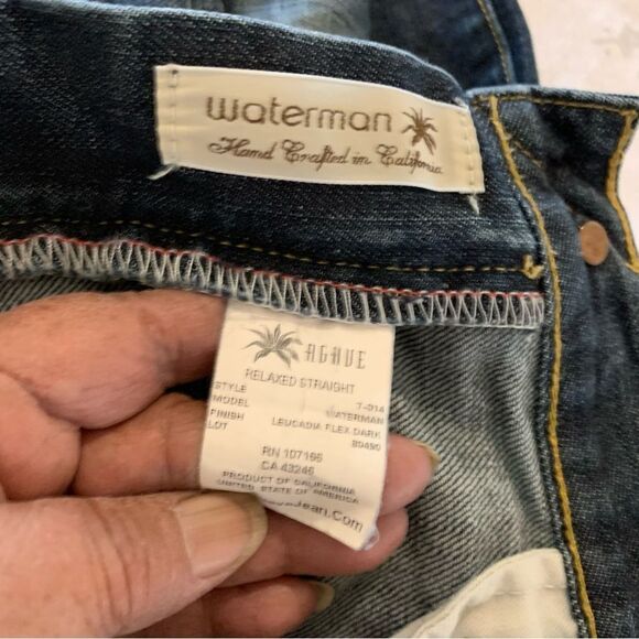 Mens Agave Waterman Jeans Relaxed Straight Stretch 34x32 Excellent - Picture 6 of 8